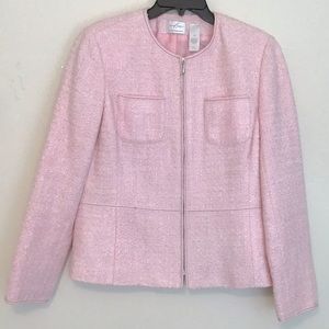 Soft Pink Zip Closure Blazer Jacket